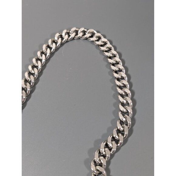 BLB Silver Tone Curb Cuban Chain Necklace Classic Retro Statement Chunky 18" - Picture 6 of 8